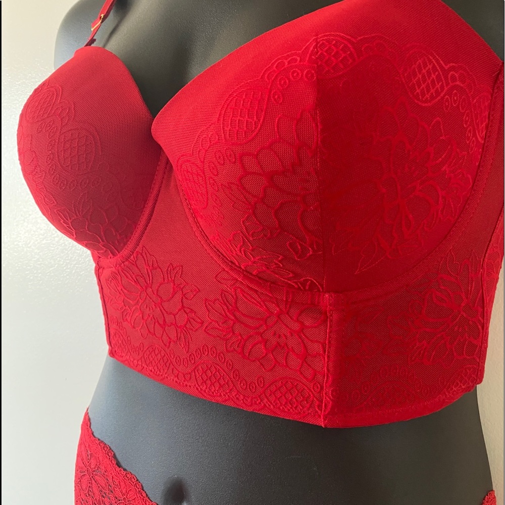 Red Lace Corset Bra